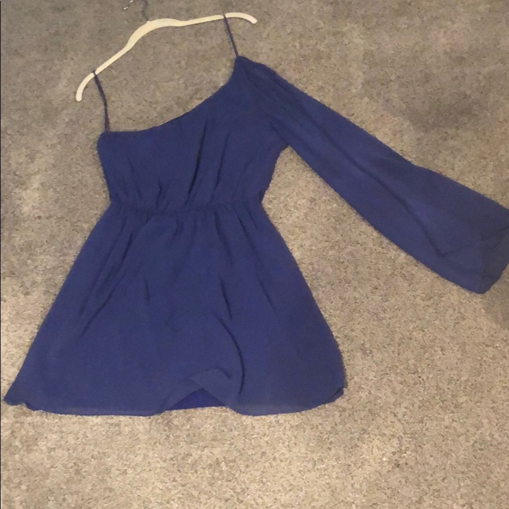 Blue lush one sleeve dress